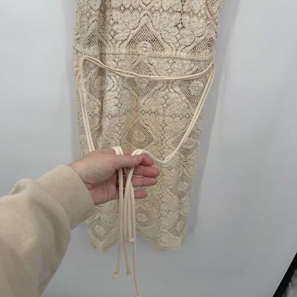 Jayna Vintage Cream Dress Lace Cutout Midi Boho Size XS Bridal - Picture 11 of 13